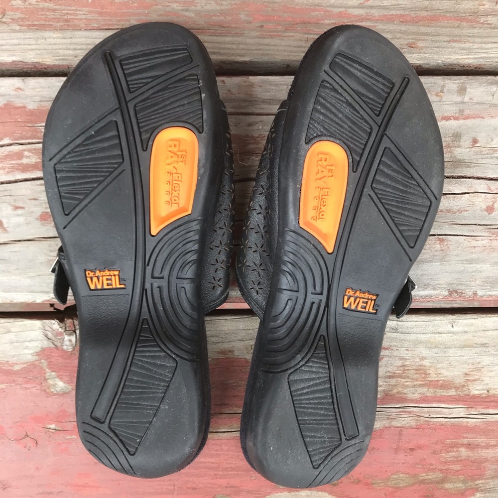 Dr Andrew Weil Flexor Black Leather Comfort Slides - Picture 5 of 8
